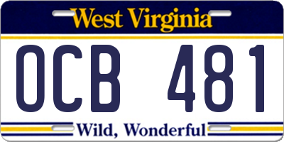 WV license plate OCB481