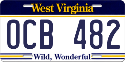WV license plate OCB482