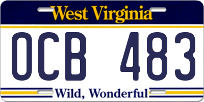 WV license plate OCB483