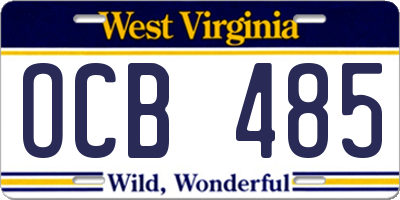 WV license plate OCB485