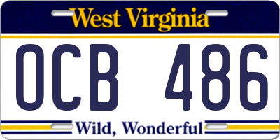 WV license plate OCB486