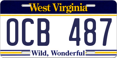 WV license plate OCB487