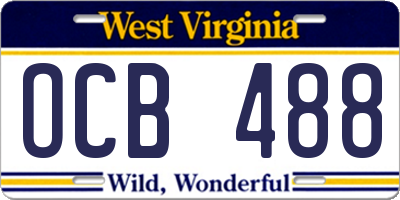 WV license plate OCB488