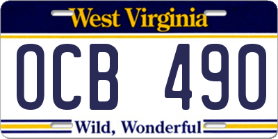 WV license plate OCB490
