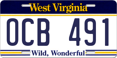 WV license plate OCB491