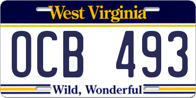 WV license plate OCB493