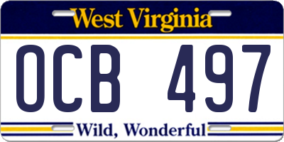 WV license plate OCB497