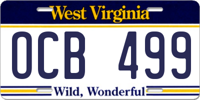WV license plate OCB499