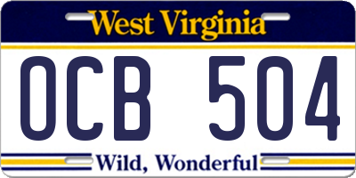 WV license plate OCB504