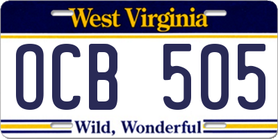 WV license plate OCB505