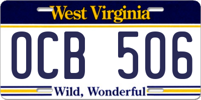 WV license plate OCB506