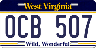 WV license plate OCB507