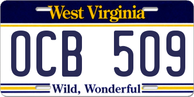 WV license plate OCB509