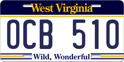 WV license plate OCB510