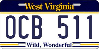WV license plate OCB511