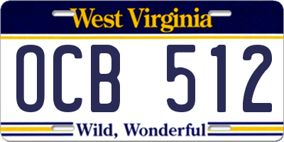 WV license plate OCB512
