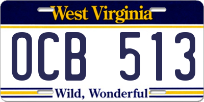 WV license plate OCB513