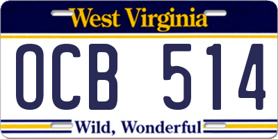 WV license plate OCB514