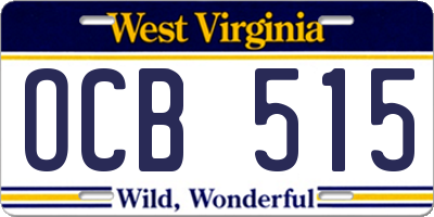 WV license plate OCB515