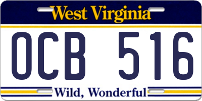WV license plate OCB516