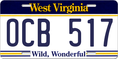 WV license plate OCB517