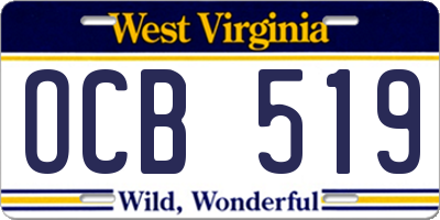 WV license plate OCB519