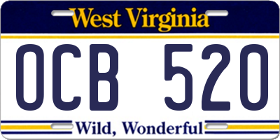 WV license plate OCB520