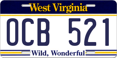 WV license plate OCB521