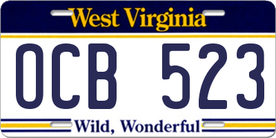 WV license plate OCB523