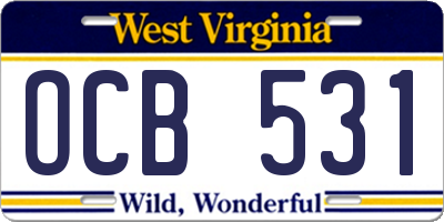 WV license plate OCB531