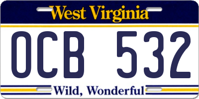WV license plate OCB532
