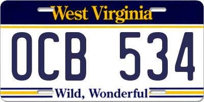 WV license plate OCB534
