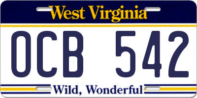 WV license plate OCB542