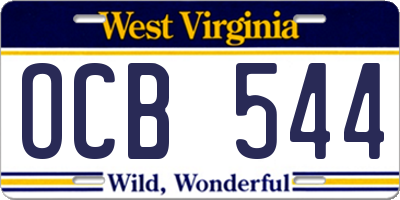 WV license plate OCB544