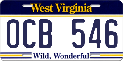 WV license plate OCB546
