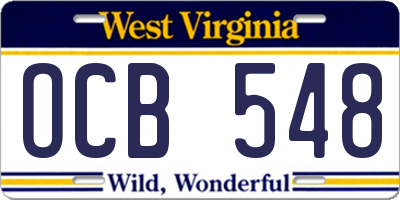 WV license plate OCB548