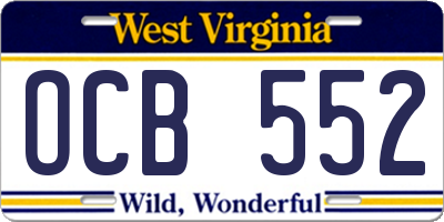 WV license plate OCB552