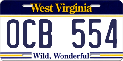 WV license plate OCB554