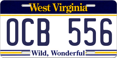 WV license plate OCB556