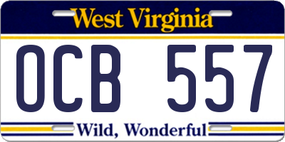 WV license plate OCB557