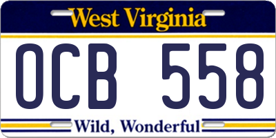 WV license plate OCB558