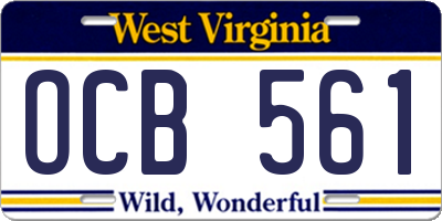 WV license plate OCB561