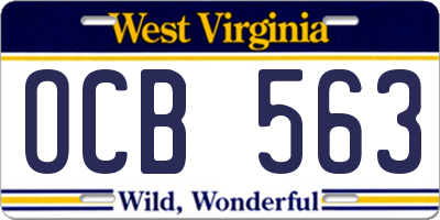 WV license plate OCB563
