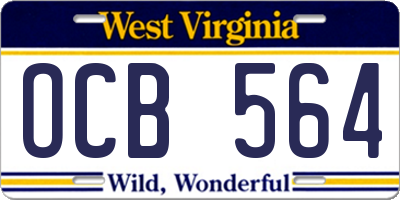 WV license plate OCB564