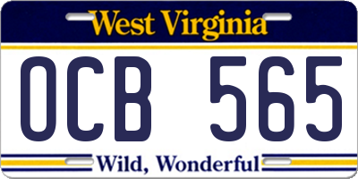 WV license plate OCB565