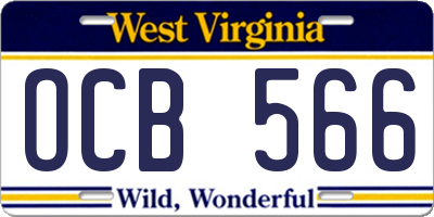 WV license plate OCB566