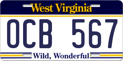 WV license plate OCB567
