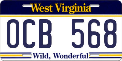WV license plate OCB568