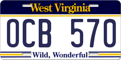 WV license plate OCB570