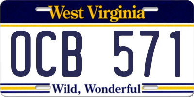WV license plate OCB571